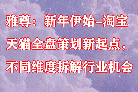 雅尊:新年伊始-淘宝天猫全盘策划新起点,不同维度拆解行业机会-冒泡网