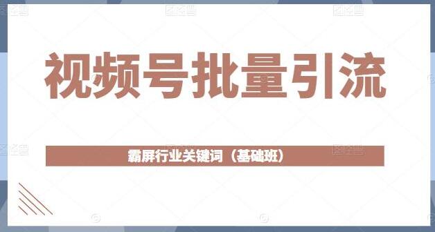视频号批量引流，霸屏行业关键词（基础班）全面系统讲解视频号玩法【无水印】-冒泡网