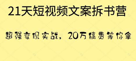 叶小鱼·21天短视频文案拆书营,超强变现实战,20万稿费等你拿-冒泡网