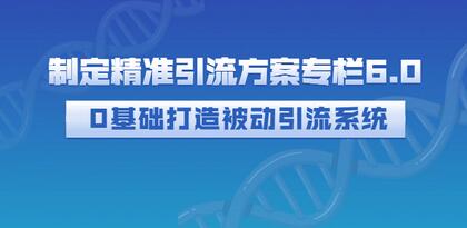 制定精准引流方案专栏6.0:0基础打造被动引流系统(价值1380元)-冒泡网