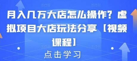 月入几万大店怎么操作?虚拟项目大店玩法分享【视频课程】-冒泡网