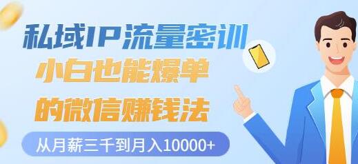 私域IP流量密训:小白也能爆单的微信赚钱法,从月薪三千到月入10000+-冒泡网
