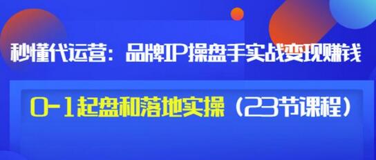 秒懂代运营:品牌IP操盘手实战赚钱,0-1起盘和落地实操(23节课程)价值199-冒泡网