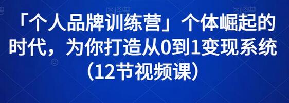 「个人品牌训练营」个体崛起的时代,为你打造从0到1变现系统(12节视频课)-冒泡网