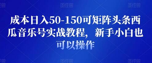 成本日入50-150可矩阵头条西瓜音乐号实战教程,新手小白也可以操作-冒泡网