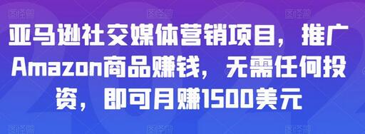 亚马逊社交媒体营销项目,推广Amazon商品赚钱,无需任何投资,即可月赚1500美元-冒泡网