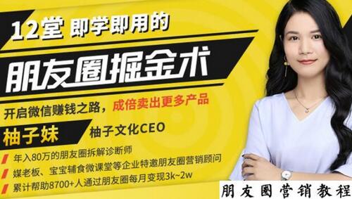 【营销必学】12堂学之即用的朋友圈掘金术:开启你的副业赚钱之路-冒泡网