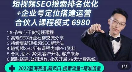 云汀老窦2022蓝海赛道新风口:短视频SEO搜索排名优化+企业商家号搭建运营实操-冒泡网