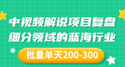某付费文章:中视频解说项目复盘:细分领域的蓝海行业 批量单天200-300收益-冒泡网