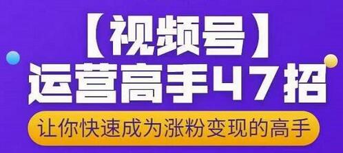 大敏思维-视频号运营高手47招,让你快速成为涨粉变现高手-冒泡网