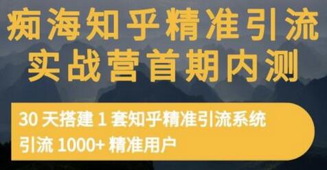 痴海知乎精准引流实战营1-2期,30天搭建1套知乎精准引流系统,引流1000+精准用户-冒泡网