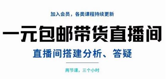 一元包邮带货直播间搭建,两节课三小时,搭建、分析、答疑-冒泡网
