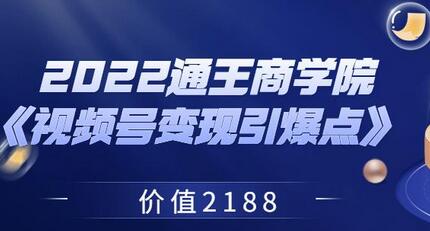 2022通王商学院《视频号变现引爆点》价值2188-冒泡网