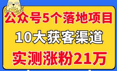 公众号5个月入过万的落地项目,10大获客渠道,实测涨粉21万!-冒泡网
