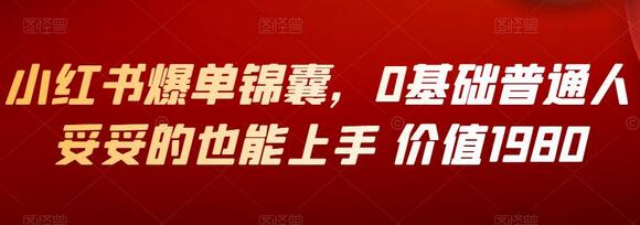 小红书爆单锦囊,0基础普通人妥妥的也能上手 价值1980-冒泡网