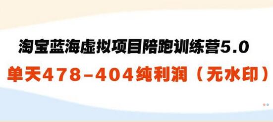 黄岛主:淘宝蓝海虚拟项目陪跑训练营5.0:单天478纯利润(无水印)-冒泡网