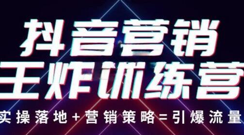 抖音营销王炸训练营,实操落地+营销策略=引爆流量 价值8960元-冒泡网