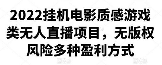 2022挂机电影质感游戏类无人直播项目,无版权风险多种盈利方式-冒泡网