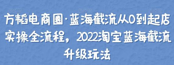 方韬电商圈·蓝海截流从0到起店实操全流程,2022淘宝蓝海截流升级玩法-冒泡网