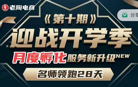 老陶电商《拼多多名师线上领跑28天-第10期》迎战开学季月度孵化实操复盘!-冒泡网