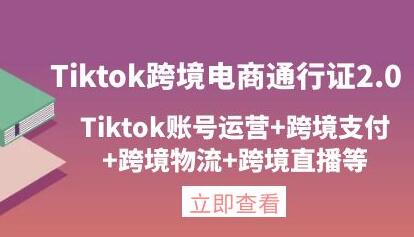 亿启出航·Tiktok跨境电商通行证2.0,包含Tiktok账号运营,跨境支付,跨境物流,跨境直播等-冒泡网