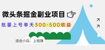 黄岛主微头条掘金副业项目第4期:批量上号单天300-500收益,适合小白、上班族-冒泡网