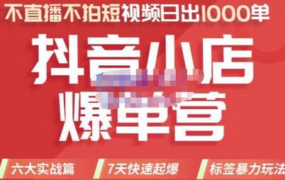 推易电商·2022年抖音小店爆单营【更新10月】,7天快速起爆,标签暴力玩法,日出1000单-冒泡网