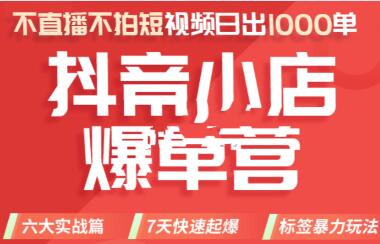 推易电商·2022年抖音小店爆单营【更新11月】,不直播,不拍短视频,日出1000单-冒泡网