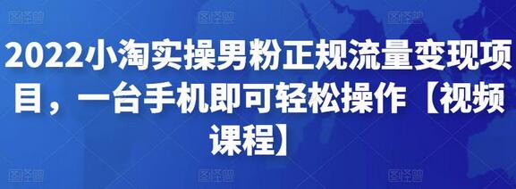 2022小淘实操男粉正规流量变现项目，一台手机即可轻松操作【视频课程】-冒泡网