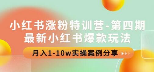 小红书涨粉特训营-第四期:最新小红书爆款玩法,月入1-10w实操案例分享-冒泡网