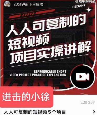 进击的小徐·人人可复制的短视频5个项目,实操讲解年销售额八位数级别项目-冒泡网