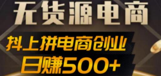 抖上拼无货源电商创业项目、外面收费12800,日赚500+的案例解析参考-冒泡网