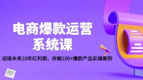 电商爆款运营系统课:迎接未来10年红利期,拆解100+爆款产品实操案例-冒泡网