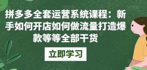 拼多多全套运营系统课程:新手如何开店如何做流量打造爆款等等全部干货-冒泡网