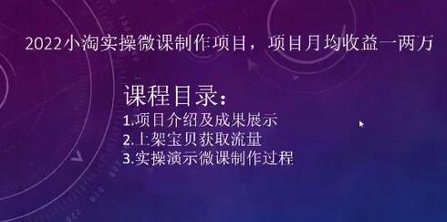 2022小淘实操微课制作项目,项目月均收益一两万-冒泡网