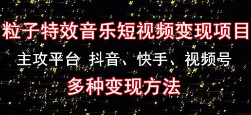 黄岛主《粒子特效音乐短视频变现项目》主攻平台抖音、快手、视频号多种变现方法-冒泡网