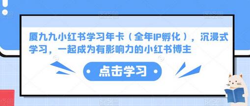 厦九九小红书学习年卡(全年IP孵化),沉浸式学习,一起成为有影响力的小红书博主-冒泡网