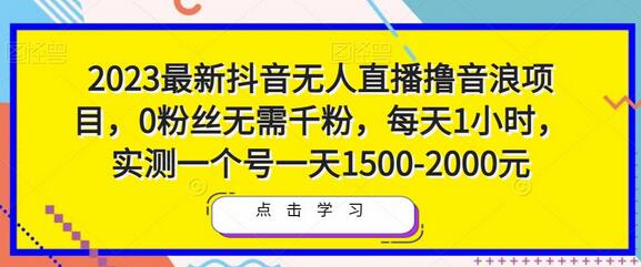 2023最新抖音无人直播撸音浪项目，0粉丝无需千粉，每天1小时，实测一个号一天1500-2000元-冒泡网