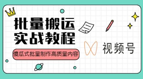 视频号批量搬运实战操作运营赚钱教程,傻瓜式批量制作高质量内容【附视频教程+PPT】-冒泡网