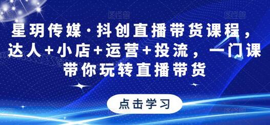 星玥传媒·抖创直播带货课程,达人+小店+运营+投流,一门课带你玩转直播带货-冒泡网
