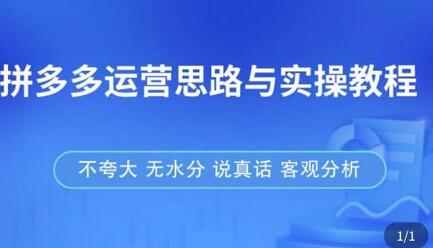 拼多多店铺运营思路与实操教程,快速学会拼多多开店和运营,少踩坑,多盈利-冒泡网