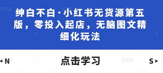 绅白不白·小红书无货源第五版,零投入起店,无脑图文精细化玩法-冒泡网