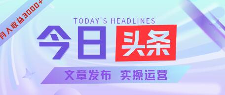 今日头条文章发布实操,月入3000+【视频教程+pdf文件】-冒泡网