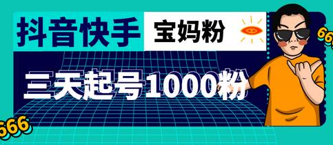 抖音快手三天起号涨粉1000宝妈粉丝的核心方法【详细玩法教程】-冒泡网