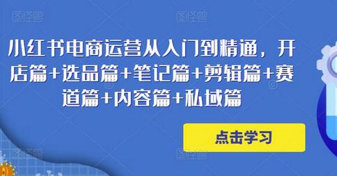 小红书电商运营从入门到精通,开店篇+选品篇+笔记篇+剪辑篇+赛道篇+内容篇+私域篇-冒泡网