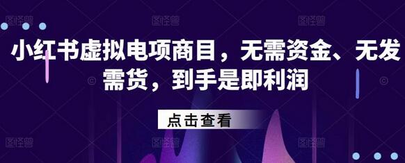 小红书‬虚拟电项商‬目，无需资金、无发需‬货，到手是即‬利润-冒泡网