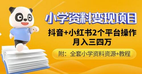 唐老师小学资料变现项目,抖音+小红书2个平台操作,月入数万元(全套资料+教程)-冒泡网