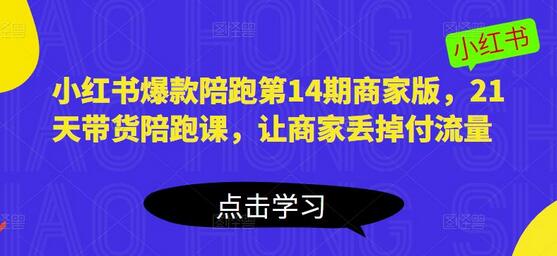 小红书爆款陪跑第14期商家版，21天带货陪跑课，让商家丢掉付流量-冒泡网