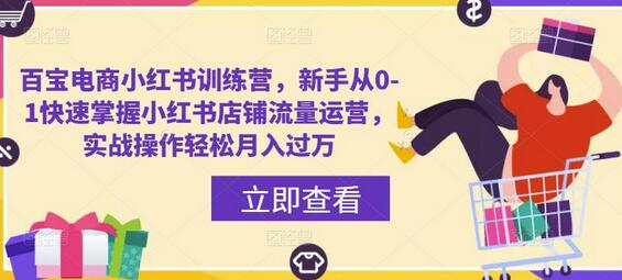 百宝电商小红书训练营,新手从0-1快速掌握小红书店铺流量运营,实战操作轻松月入过万-冒泡网