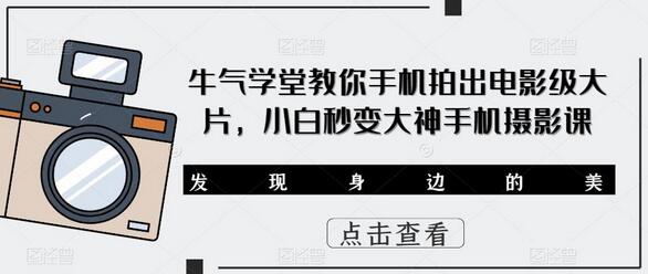 牛气学堂教你手机拍出电影级大片,小白秒变大神手机摄影课-冒泡网